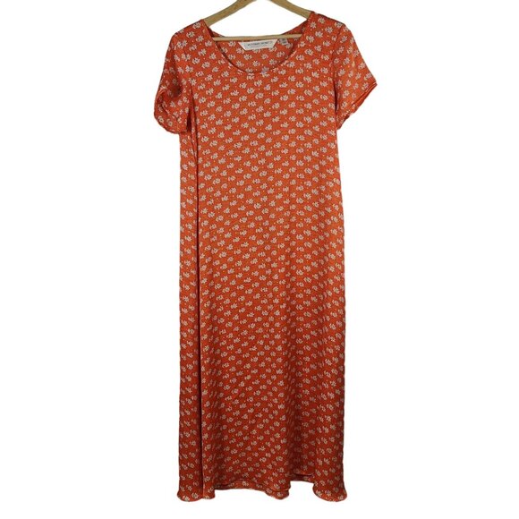 Victoria's Secret Floral Maxi Lounge Dress Orange White Small Short Sleeve VTG - Picture 1 of 6